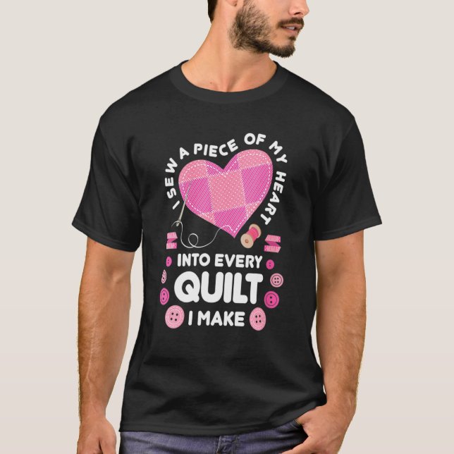 Camiseta Womens Quilting Heart Sewing Machine  Sew Sewer Qu (Frente)