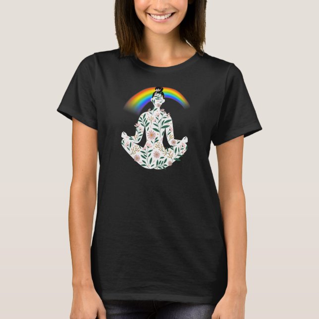 Camiseta Womens Rainbow Cinza Yoga 8 (Frente)