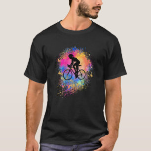 Camiseta Womens Rainbow Cyclist Silhouette Female Cycling C