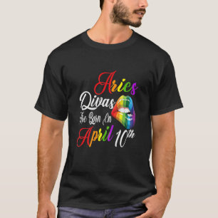 Camiseta Womens Rainbow Lábios Divas São Nasceres Em 10 De