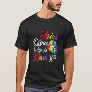 Camiseta Womens Rainbow Lábios Divas São Nasceres Em 30 De