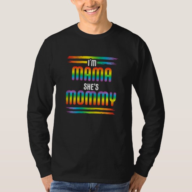 Camiseta Womens Rainbow LGBT Flag Gay Pride Month I M MAMA  (Frente)