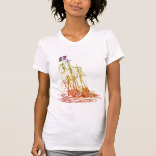 Camiseta Womens Rainbow Pirate Ship T-Shirt