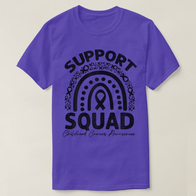 Camiseta Womens Rainbow Support Squad Chilhood Cancer Awar (Frente do Design)