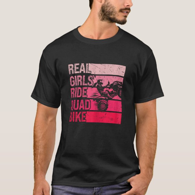 Camiseta Womens Real Girls Ride Quad Bike Riding Girl  ATV  (Frente)