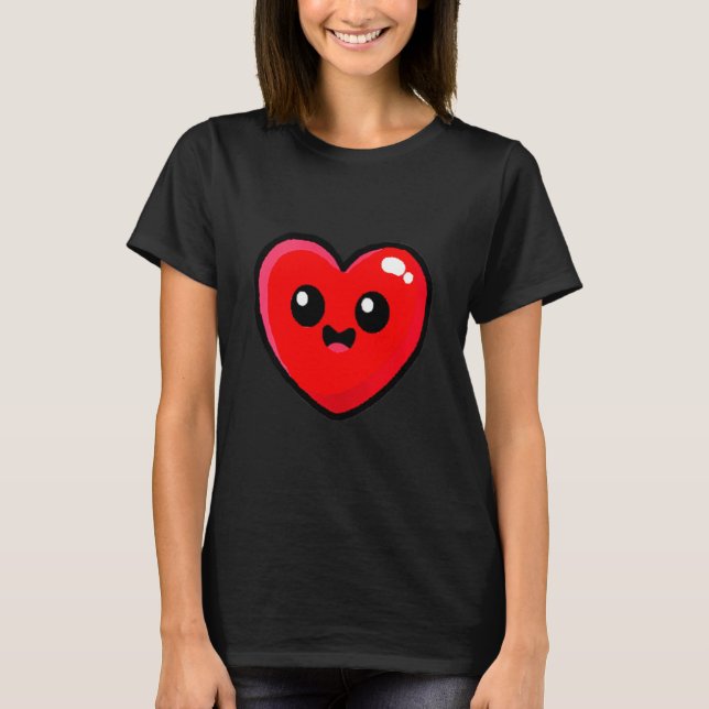 Camiseta Women's Red Heart Funny Cute Design For Men Women  (Frente)