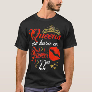 Camiseta Womens Red Lip Print Queens are Born on September