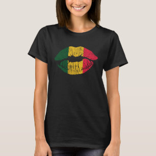 Camiseta Womens Reggae Kissing Lábios Flag Rastafari Rasta