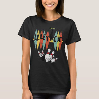 Camiseta Womens Retro Bowling Vintage Bowler Alley Cat Gift