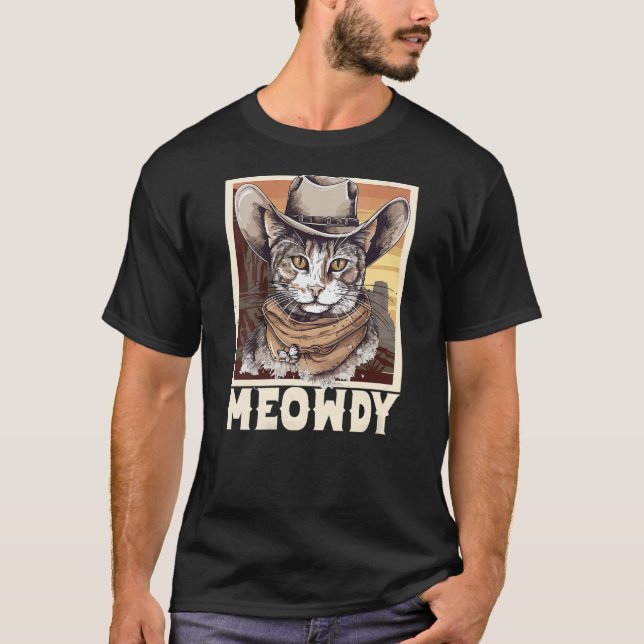 Camiseta Womens Retro Meowdy Cat funny Howdy Meme Western C (Frente)