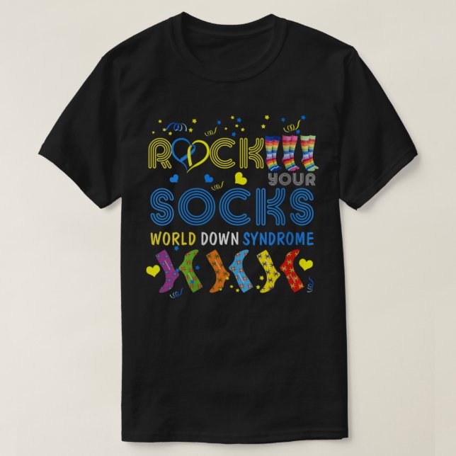 Camiseta Womens Rock Your Socks Cute 3-21 Trisomy 21 World  (Frente do Design)