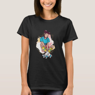 Camiseta Womens Roller Skate Raparigas Bonitas Rollerb em L