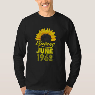 Camiseta Womens Roupa Sunflower Vintage junho 1962 60 Birt