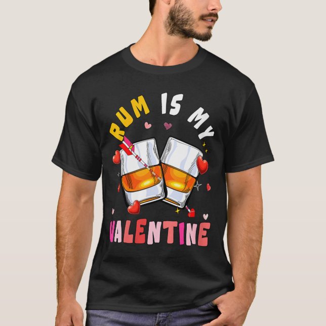 Camiseta Women's Rum Is My Valentine Hearts Matching Drinke (Frente)
