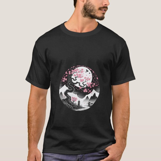 Camiseta Womens Sakura japanese cherry blossom nd moon japa (Frente)
