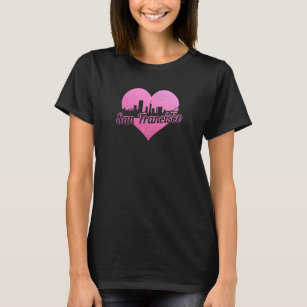 Camiseta Womens San Francisco California Skyline Heart Vint