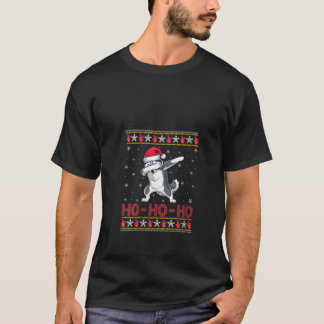 Camiseta Womens Santa Hat Dabbing Siberian Husky Dog Ho Ho