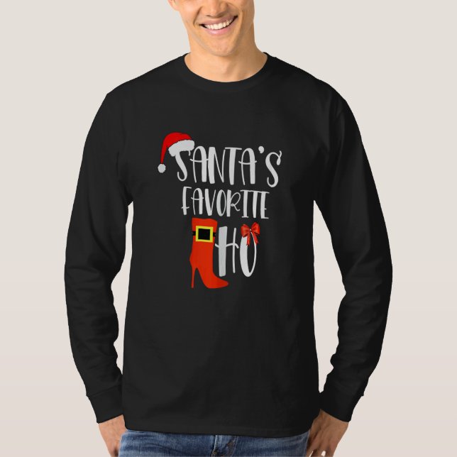 Camiseta Womens Santa's Favorite Ho  Inappropriate Christma (Frente)
