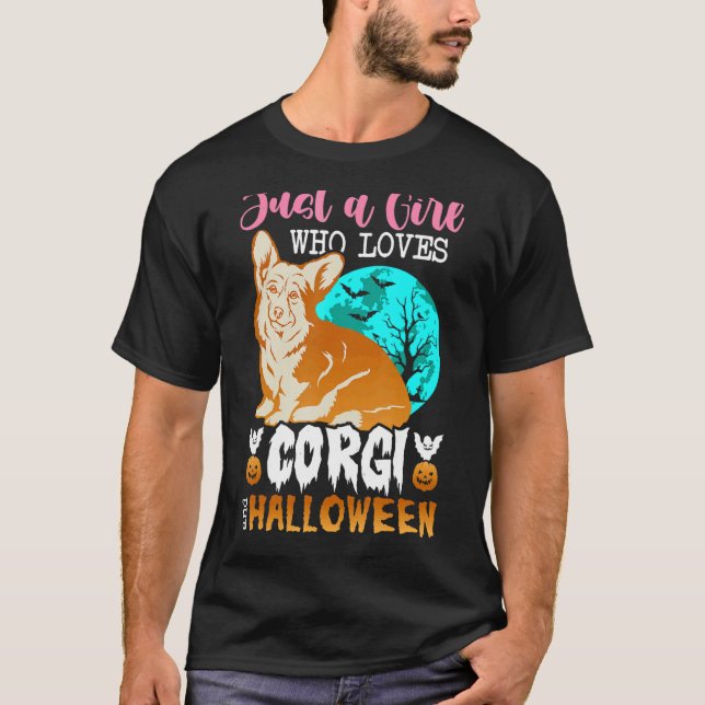 Camiseta Womens Scary Halloween dog corgi holder (Frente)