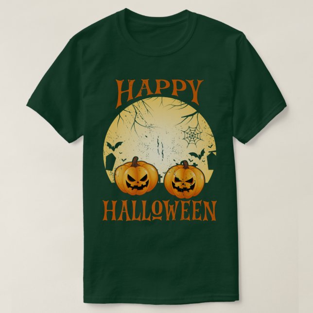 Camiseta Womens Scary spooky Halloween moon haunted castle  (Frente do Design)