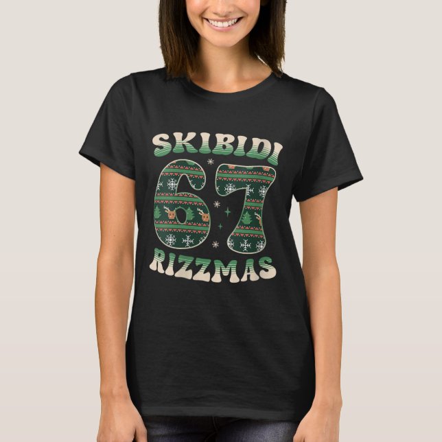 Camiseta Womens Skibidi Rizzmas 67 Six Seven Meme Ugly Chri (Frente)