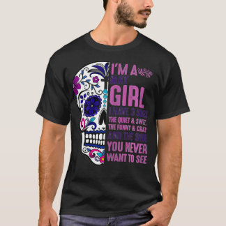 Camiseta Womens Skull Eu Tenho Três Lados 3 Maio Irl Meican