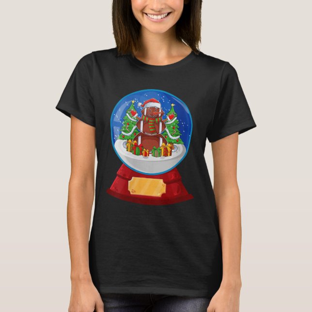 Camiseta Womens Snowman Football Santa Hat Merry Christmas  (Frente)