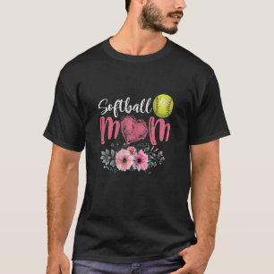 Camiseta Womens Softball Mom Floral Mother's Day Softball H