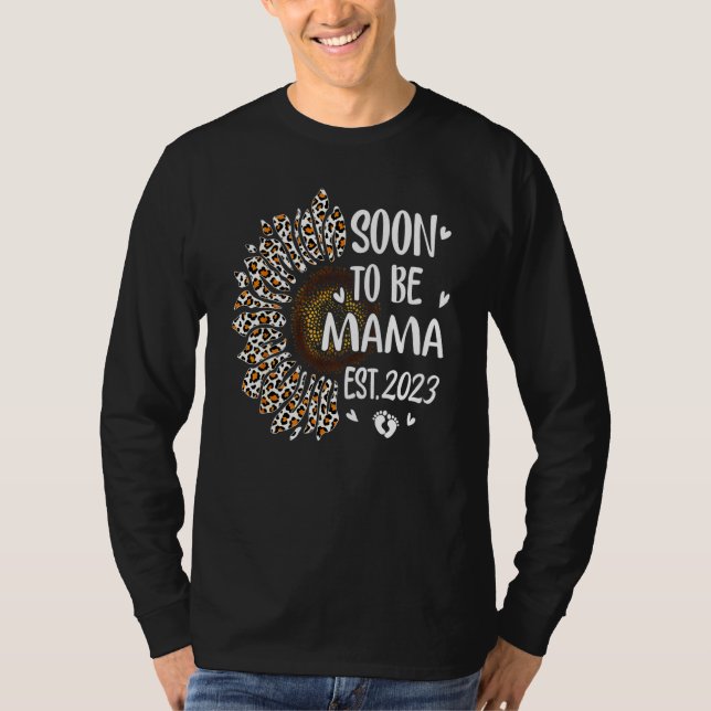 Camiseta Womens Soon To Be Mama 2023 Flower Leopard Pregnan (Frente)