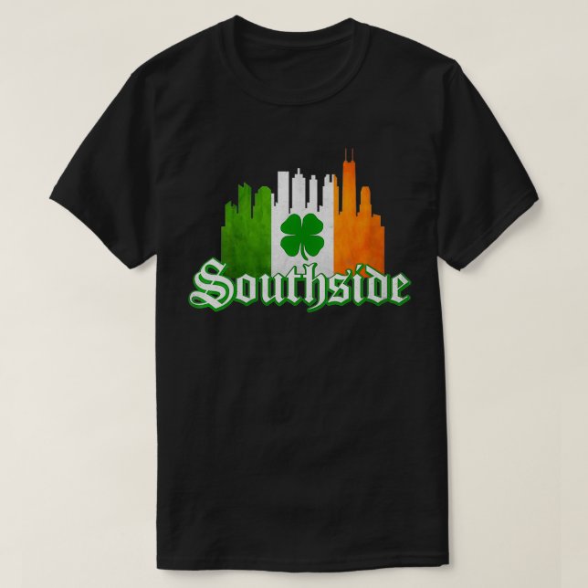 Camiseta Womens Southside Irish Pride Chicago Sky Line Wind (Frente do Design)
