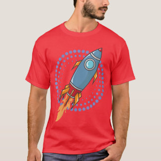 Camiseta Womens Space Rocket Space Ship Comic Missile VNeck