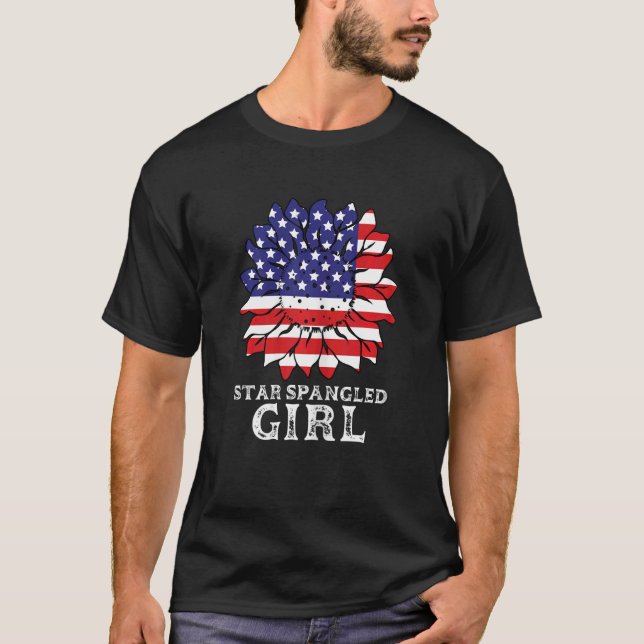 Camiseta Womens Star Spangled Girl Usa (Frente)