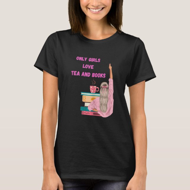 Camiseta Womens Strong Girl - Funny Book & Tea Lover (Frente)