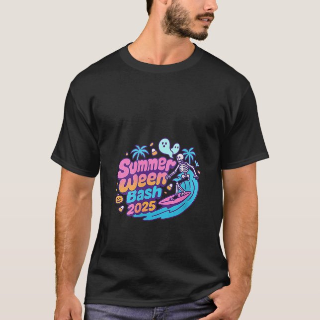 Camiseta Womens SummerWeen Bash 2025 Skeleton Beach Party H (Frente)