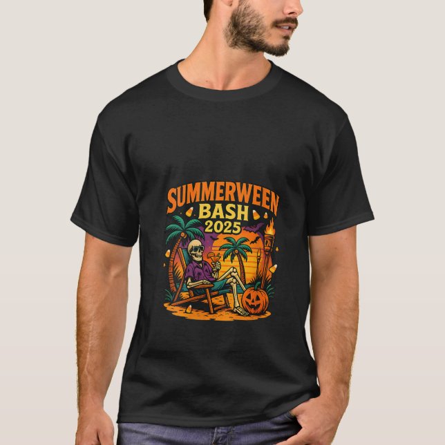 Camiseta Womens SummerWeen Bash 2025 Skeleton Beach Party H (Frente)