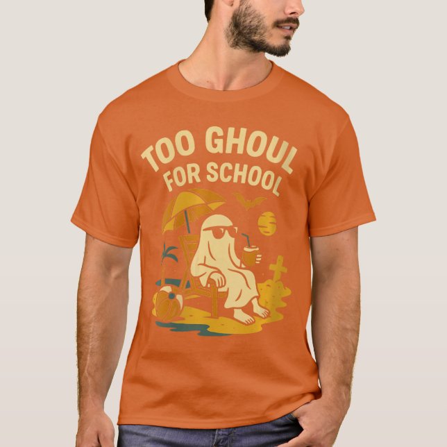 Camiseta Womens Summerween Ghost Too Ghoul for School Beach (Frente)