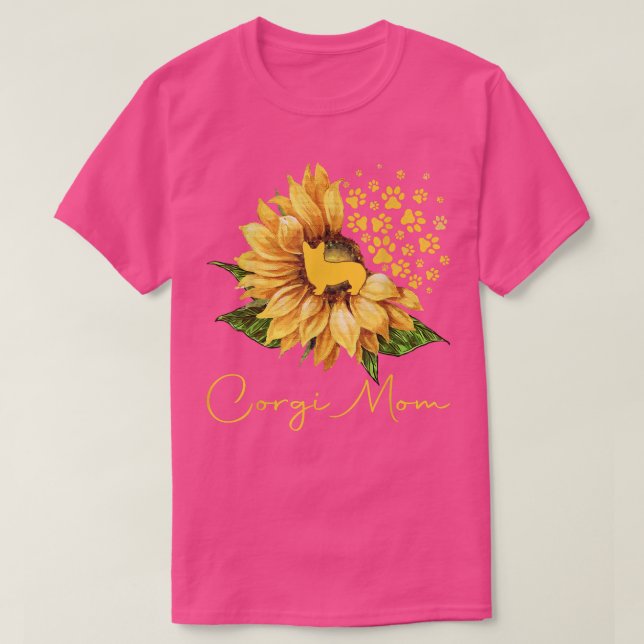 Camiseta Womens Sunflower Corgi Mom Dog Lover T-Shirt (Frente do Design)