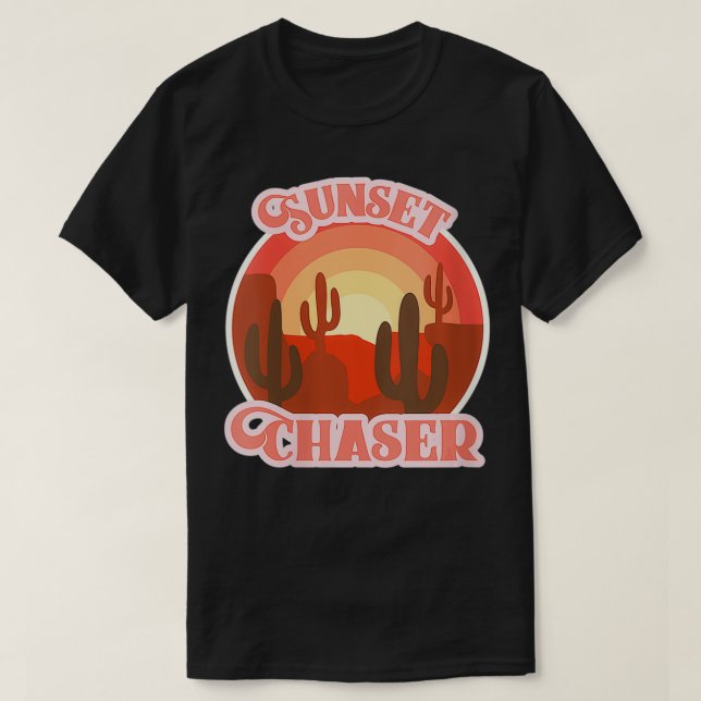 Camiseta Womens Sunset Chaser do Deserto Ocidental Cactus V (Frente do Design)