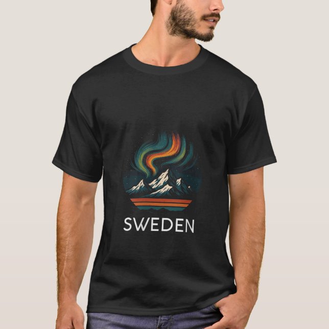 Camiseta Womens Sweden Aurora Borealis Northern Lights Retr (Frente)