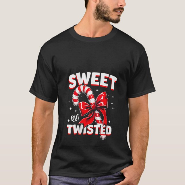 Camiseta Womens Sweet But Twisted Candy Cane Christmas Xmas (Frente)