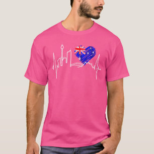 Camiseta Womens Sydney Skyline Heartbeat Austrália Flag Lov