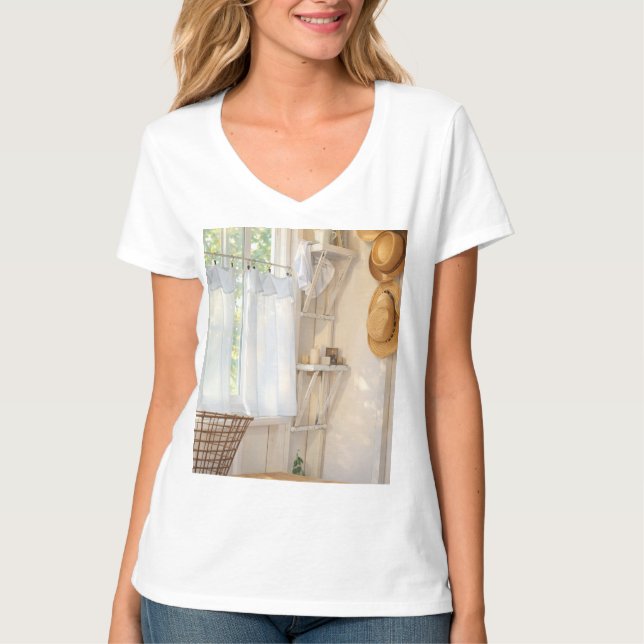 Camiseta Womens T-Shirt Curtain in the Wind (Frente)