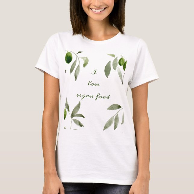 Camiseta Women's t-shirt with olives and I love vegan food  (Frente)
