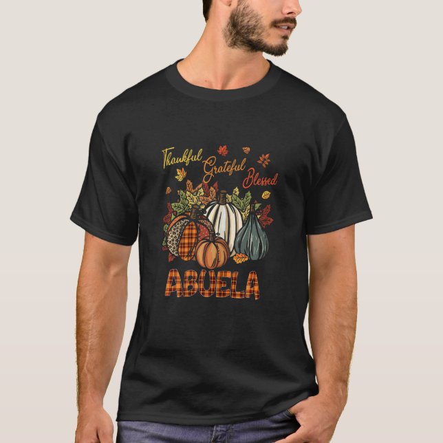 Camiseta Womens Thankful Grateful Blessed Abuela Pumpkins F (Frente)