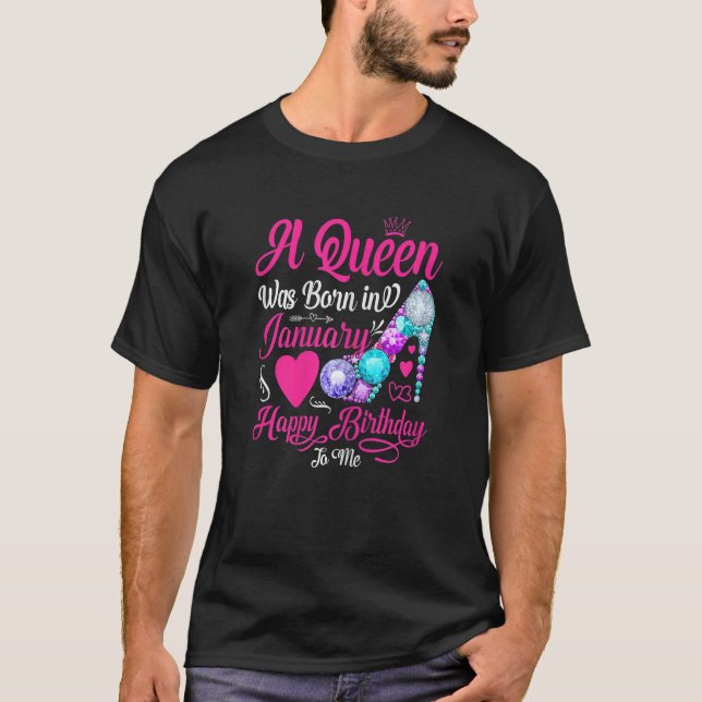 Camiseta Womens This Queen was Born In January Happy Brithd (Frente)