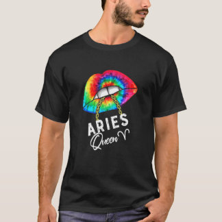 Camiseta Womens Tie Dye Aries Rainhas Lábios Zodiac