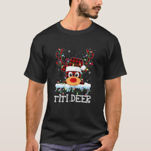 Camiseta Womens Titi Deer Christmas Red Xadrez Reindet Fam