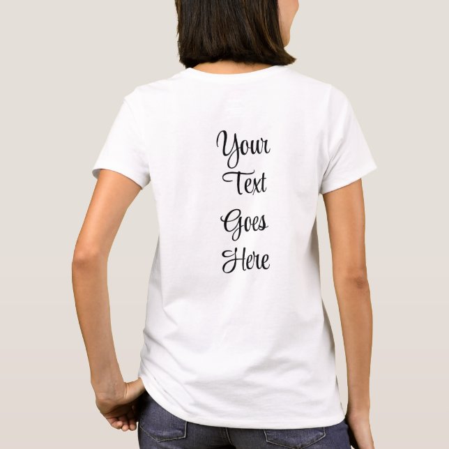 Camiseta Womens TShirt Back Side Impressão Texto manuscrito (Verso)