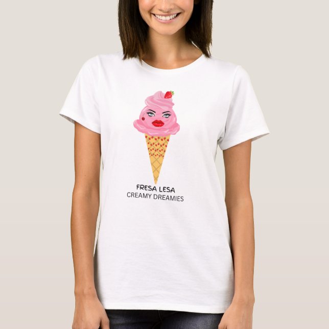 Camiseta womens tshirt Fresa Lesa strawberry ice cream cone (Frente)