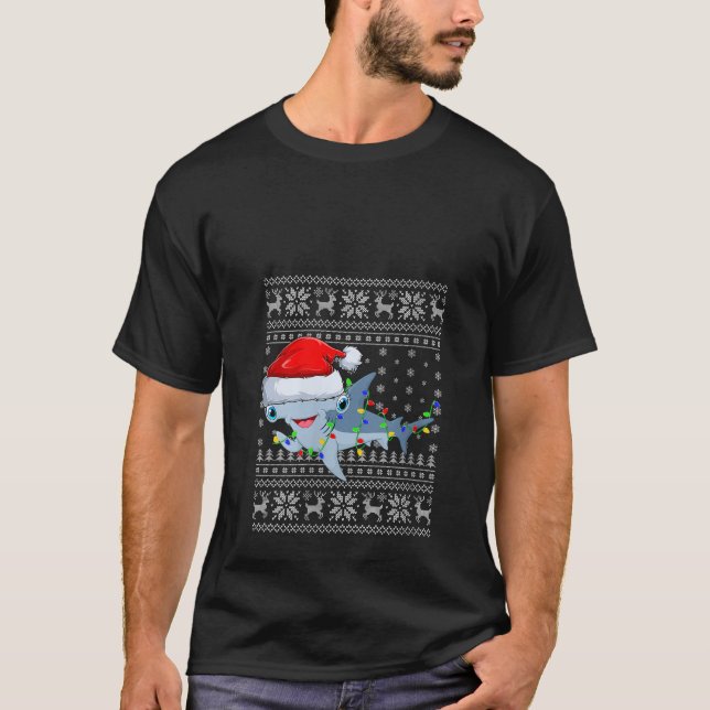 Camiseta Womens Ugly Sweater Luzes de Natal Papais noeis Ha (Frente)